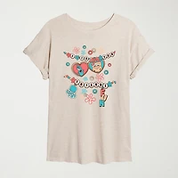 Womens Juniors Crew Neck Short Sleeve Oversized Spongebob Graphic T-Shirt