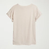 Womens Juniors Crew Neck Short Sleeve Oversized Graphic T-Shirt