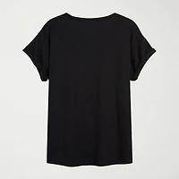 Womens Juniors Crew Neck Short Sleeve Oversized Graphic T-Shirt