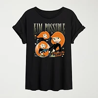 Womens Juniors Crew Neck Short Sleeve Oversized Graphic T-Shirt