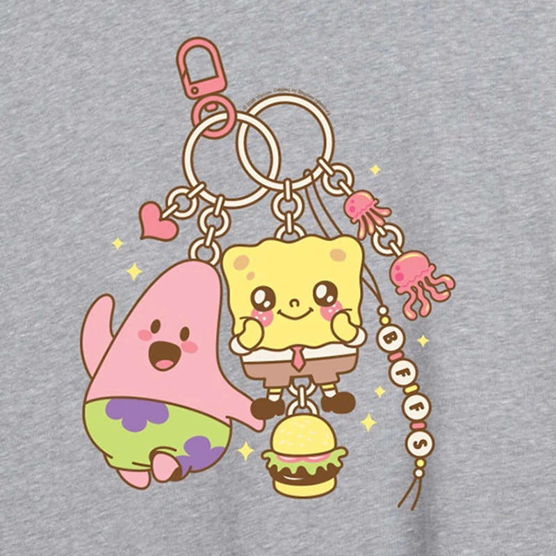 Womens Juniors Crew Neck Short Sleeve Oversized Spongebob Graphic T-Shirt
