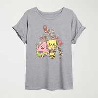 Womens Juniors Crew Neck Short Sleeve Oversized Spongebob Graphic T-Shirt