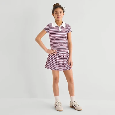 Eyeshadow Big Kid Girls Short Sleeve Regular Fit Polo Shirt