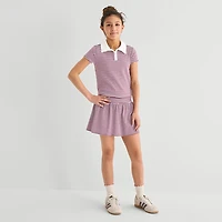 Eyeshadow Big Kid Girls Short Sleeve Regular Fit Polo Shirt