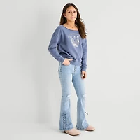Eyeshadow Big Kid Girls Boat Neck Fleece Long Sleeve Sweatshirt