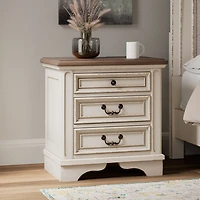 Signature Design by Ashley Realyn 3-Drawer Nightstand in Chipped White