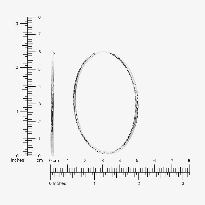 Womens Sterling Silver 60mm Hoop Earrings