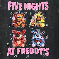 Womens Juniors Crew Neck Short Sleeve Oversized Five Nights at Freddys Graphic T-Shirt