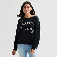 Game Day Fleece Womens Juniors Crew Neck Long Sleeve Sweatshirt