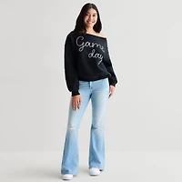 Game Day Fleece Womens Juniors Crew Neck Long Sleeve Sweatshirt
