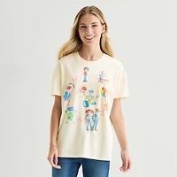 Pixar Boyfriend Womens Juniors Crew Neck Short Sleeve Loose Fit Graphic T-Shirt