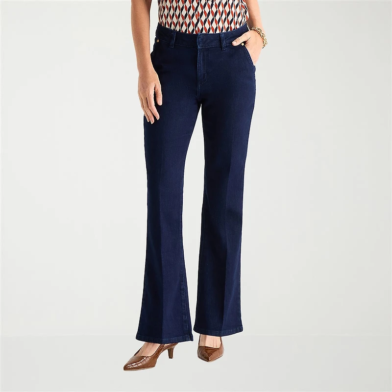 Liz Claiborne Womens Tall Mid Rise Flare Leg Jean