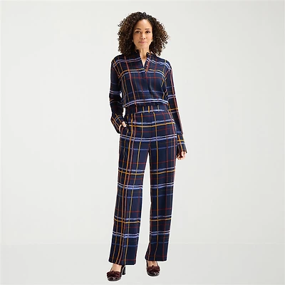 Liz Claiborne Womens Tall Wide Leg Mid Rise Pull-On Pant