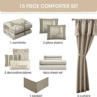 Stratford Park Thess Damask 15-pc. Easy Care Comforter Set