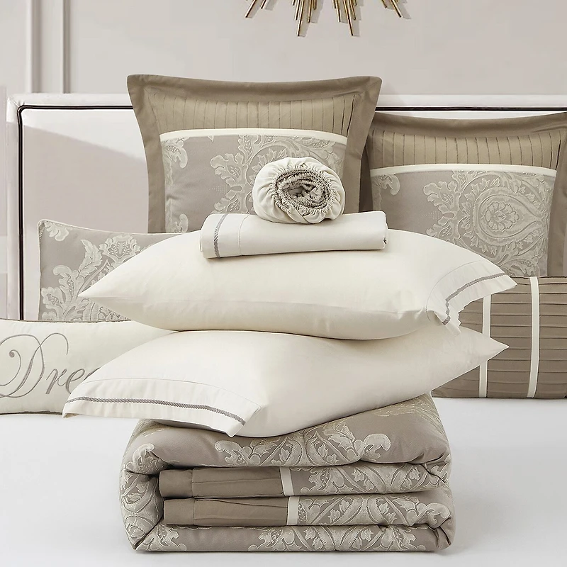 Stratford Park Thess Damask 15-pc. Easy Care Comforter Set