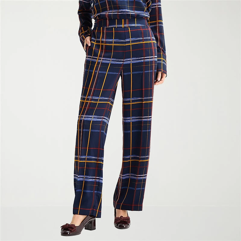 Liz Claiborne Womens Wide Leg Mid Rise Pull-On Pant