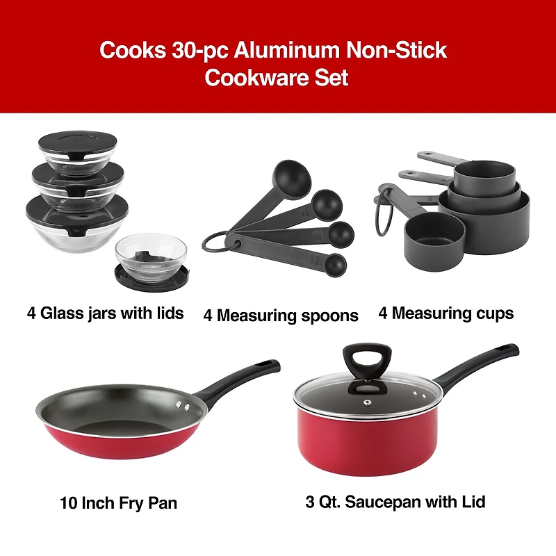 Cooks 30-pc Aluminum Non-Stick Cookware Set