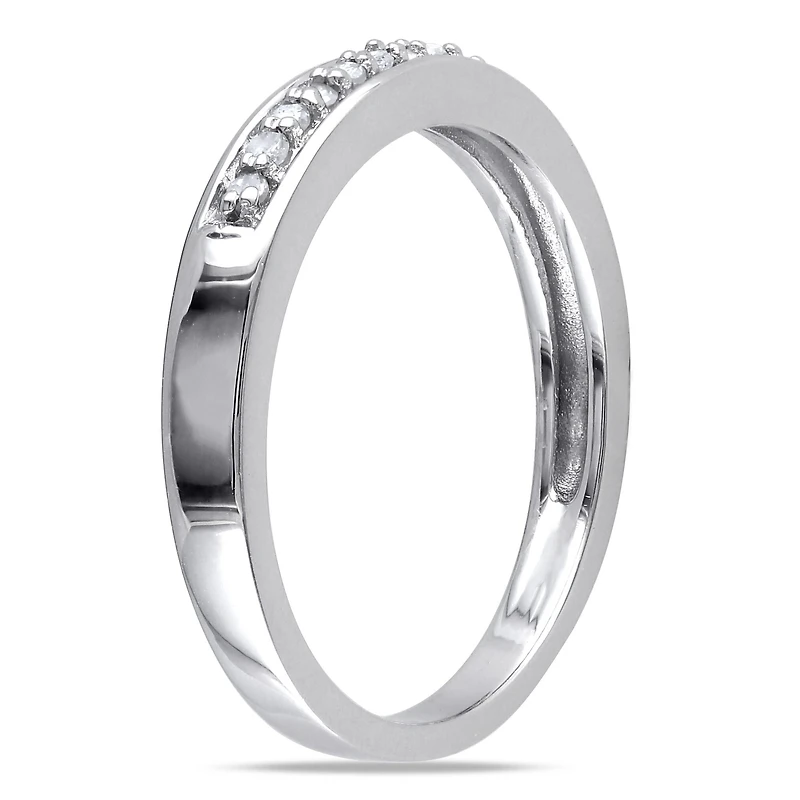 Womens 2MM 1/10 CT. T.W. Natural White Diamond Sterling Silver Wedding Band