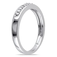 Womens 2MM 1/10 CT. T.W. Natural White Diamond Sterling Silver Wedding Band