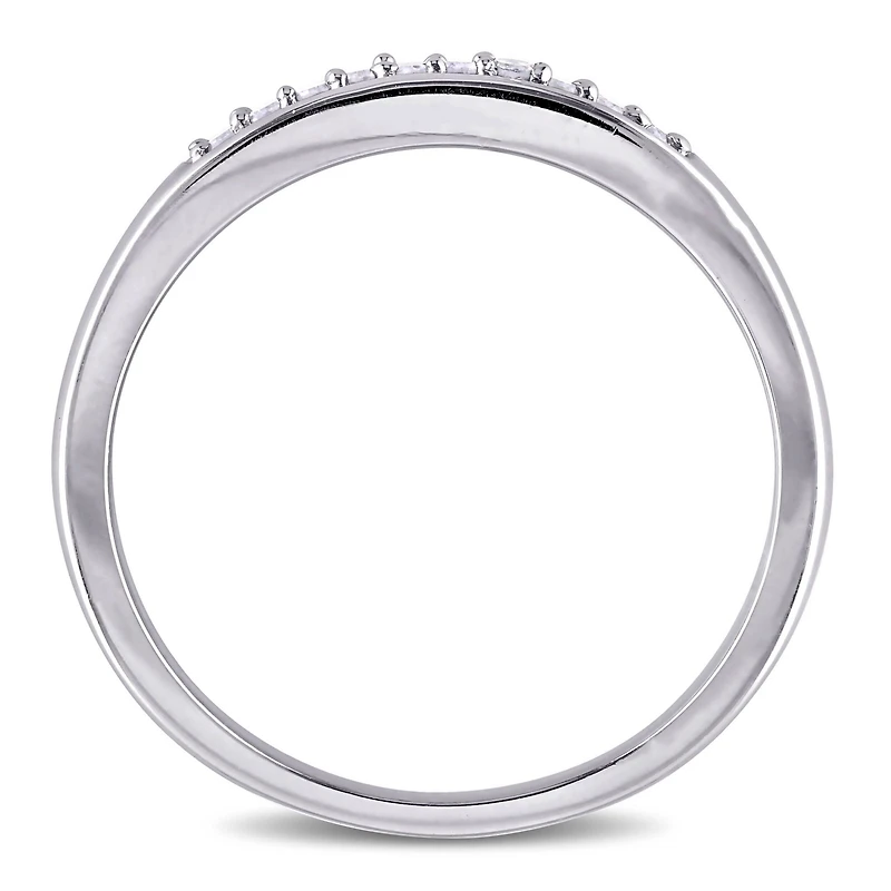 Womens 2MM 1/10 CT. T.W. Natural White Diamond Sterling Silver Wedding Band