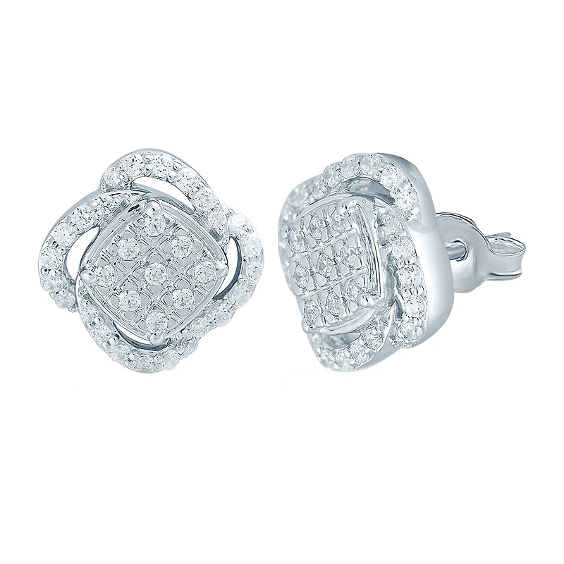 1/ CT. T.W. Natural White Diamond Sterling Silver 10.1mm Stud Earrings