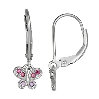 Girls Lab Created Cubic Zirconia Sterling Silver Butterfly Drop Earrings