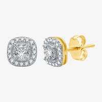 5/8 CT. T.W. Natural White Diamond 10K Gold 8.2mm Round Cushion Stud Earrings