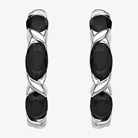 Womens Genuine Black Onyx Sterling Silver 22mm Hoop Earrings