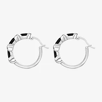 Womens Genuine Black Onyx Sterling Silver 22mm Hoop Earrings
