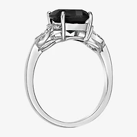 Womens  Genuine Black Onyx & 1/10 CT. T.W. Diamond Sterling Silver Cocktail Ring