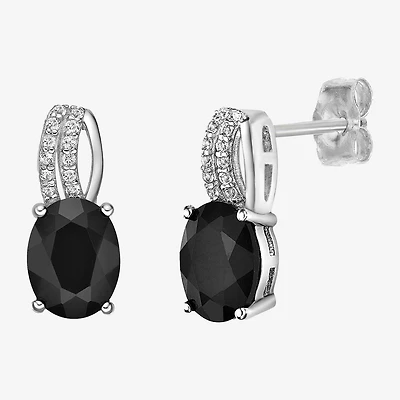 Womens Genuine Black Onyx Sterling Silver Drop Earrings
