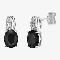 Womens Genuine Black Onyx Sterling Silver Drop Earrings