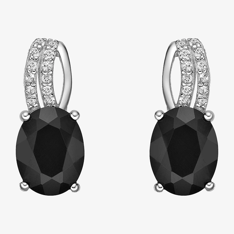 Womens Genuine Black Onyx Sterling Silver Drop Earrings