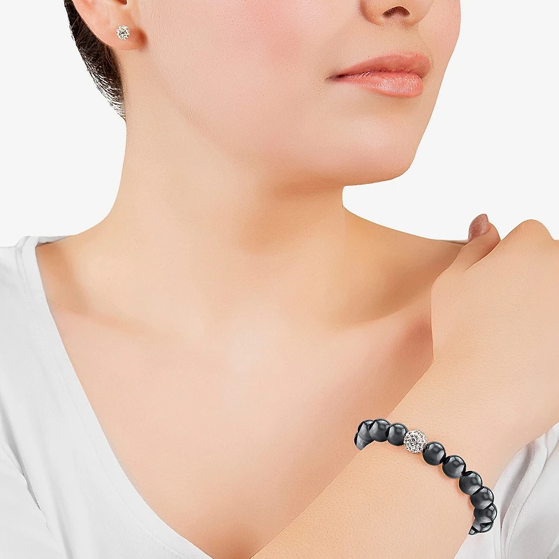 Silver Treasures Bracelet & Stud Earring Genuine Stone Womens Red Sterling 2-pc. Jewelry Set