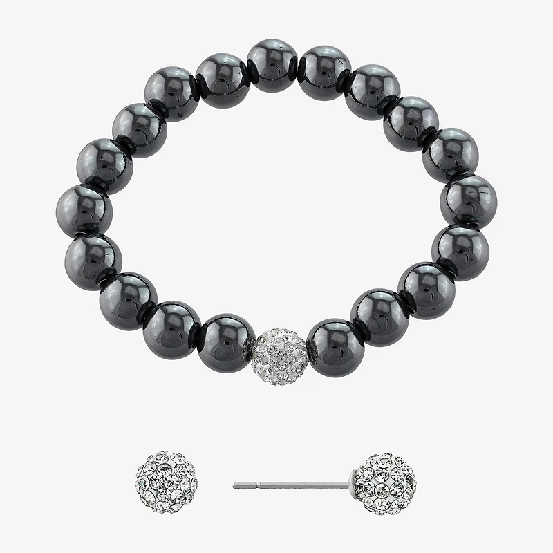 Silver Treasures Bracelet & Stud Earring Genuine Stone Womens Red Sterling 2-pc. Jewelry Set