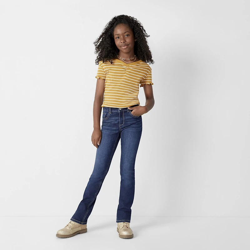 Thereabouts Little & Big Kid Girls Adjustable Waist Stretch Fabric Superflex Mid Rise Regular Fit Bootcut Jean