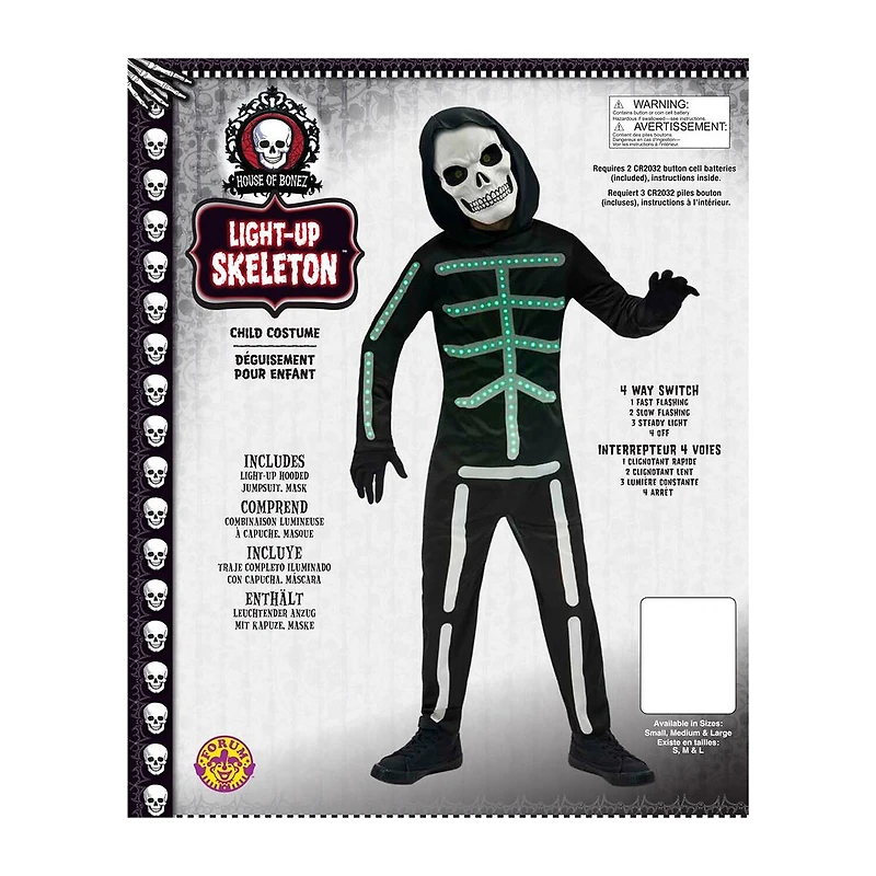 Little & Big Kid Boys Light-Up Skeleton 4-pc. Costume