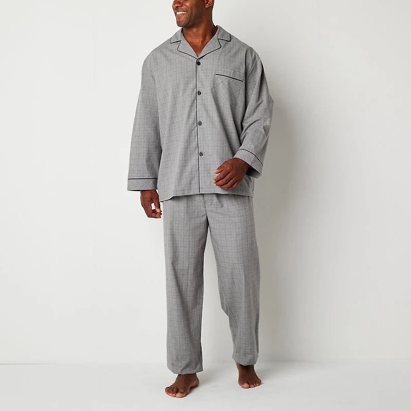 Stafford Modal Mens Long Sleeve 2-pc. Big Pajama Set