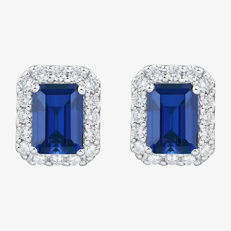 3/8 CT. T.W. Lab Created Blue Sapphire 10K Gold 10.1mm Stud Earrings