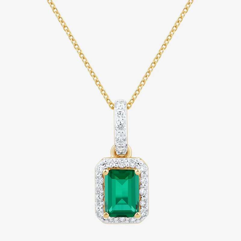 Womens Gemstone & 1/4 CT. T.W. Lab Grown Diamond 10K White Gold Pendant Necklace