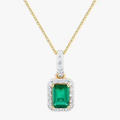 Womens Gemstone & 1/4 CT. T.W. Lab Grown Diamond 10K White Gold Pendant Necklace