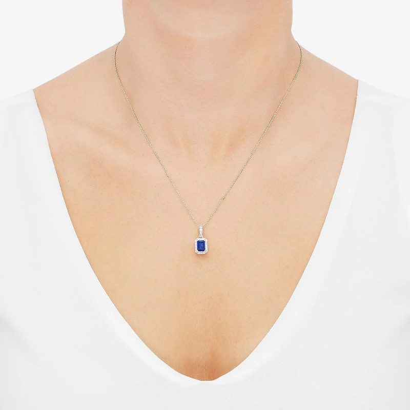 Womens Gemstone & 1/4 CT. T.W. Lab Grown Diamond 10K White Gold Pendant Necklace