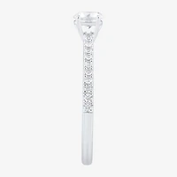 (H-I / Si1-Si2) Womens 1/2 CT. T.W. Lab Grown White Diamond 10K Gold Oval Side Stone Engagement Ring