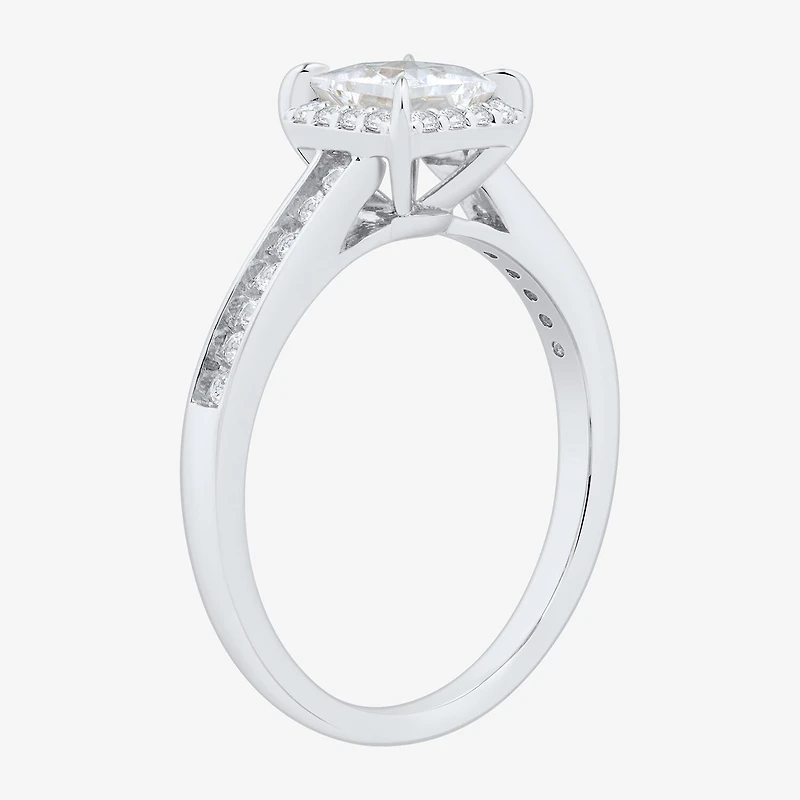 1 CT.T.W. (H-I / SI1-SI2) Lab-Grown Diamond Side Stone Halo Engagement Ring 10K Gold