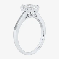 1 CT.T.W. (H-I / SI1-SI2) Lab-Grown Diamond Side Stone Halo Engagement Ring 10K Gold