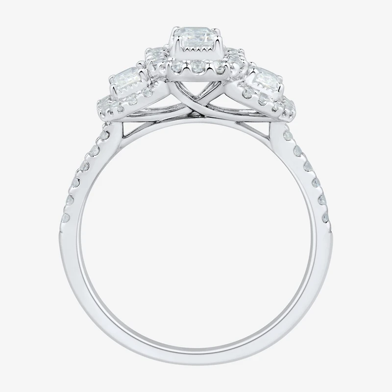 Love Lives Forever (H-I / Si1-Si2) Womens 1 CT. T.W. Lab Grown White Diamond 10K Gold Side Stone 3-Stone Engagement Ring