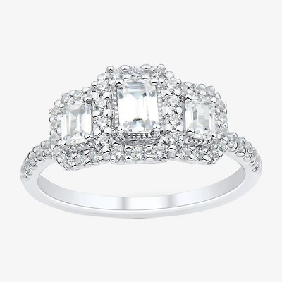 Love Lives Forever (H-I / Si1-Si2) Womens 1 CT. T.W. Lab Grown White Diamond 10K Gold Side Stone 3-Stone Engagement Ring