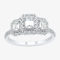 Love Lives Forever (H-I / Si1-Si2) Womens 1 CT. T.W. Lab Grown White Diamond 10K Gold Side Stone 3-Stone Engagement Ring