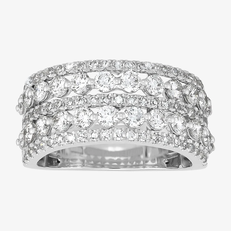 (H-I / Si1-Si2) Womens 5.5MM 2 CT. T.W. Lab Grown White Diamond 10K Gold Anniversary Band