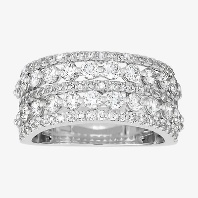 (H-I / Si1-Si2) Womens 5.5MM 2 CT. T.W. Lab Grown White Diamond 10K Gold Anniversary Band